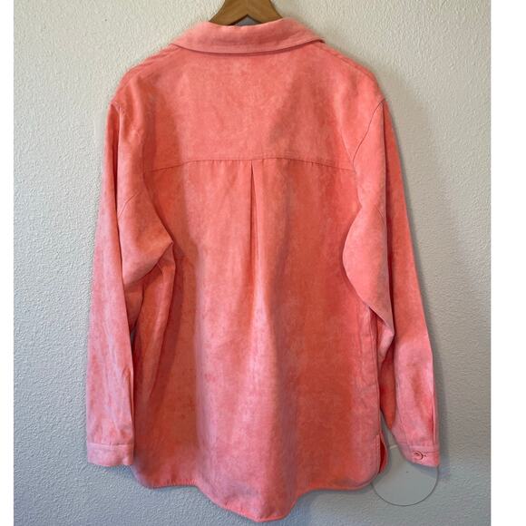 Relativity Faux Suede Button Up Coral/ Pink Chore Jacket Size XL - Picture 3 of 12